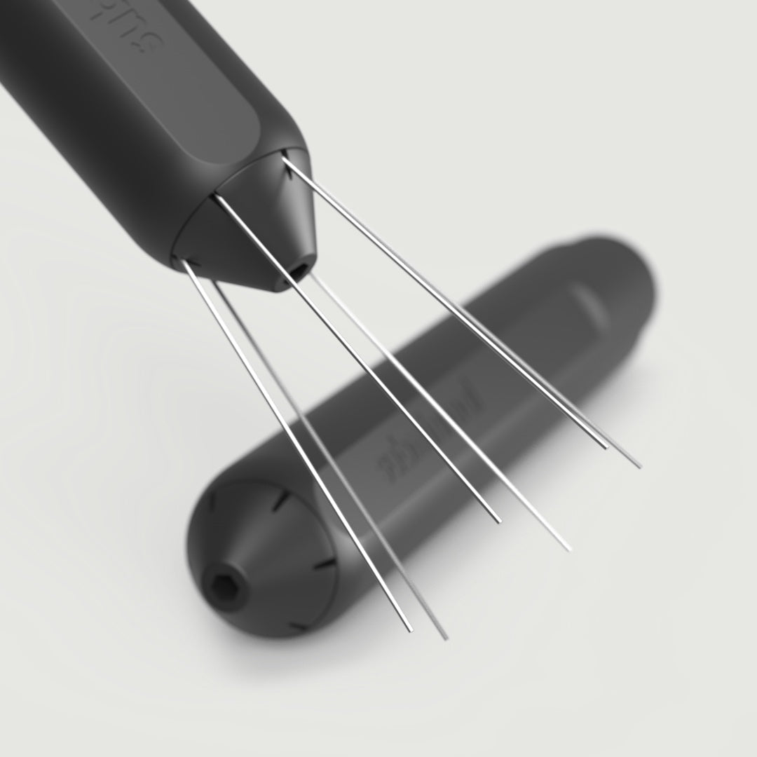 Detail van het intrekmechanisme en de naaldpunt van de Subminimal Flick WDT tool