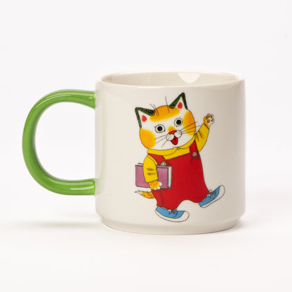 Andere zijde van de Huckle Cat mok, met groen oor