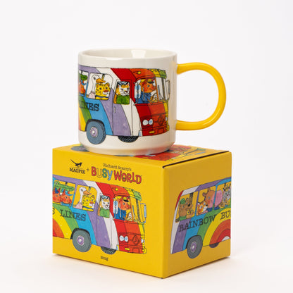 Rainbow Bus mok op de bijhorende geschenkdoos
