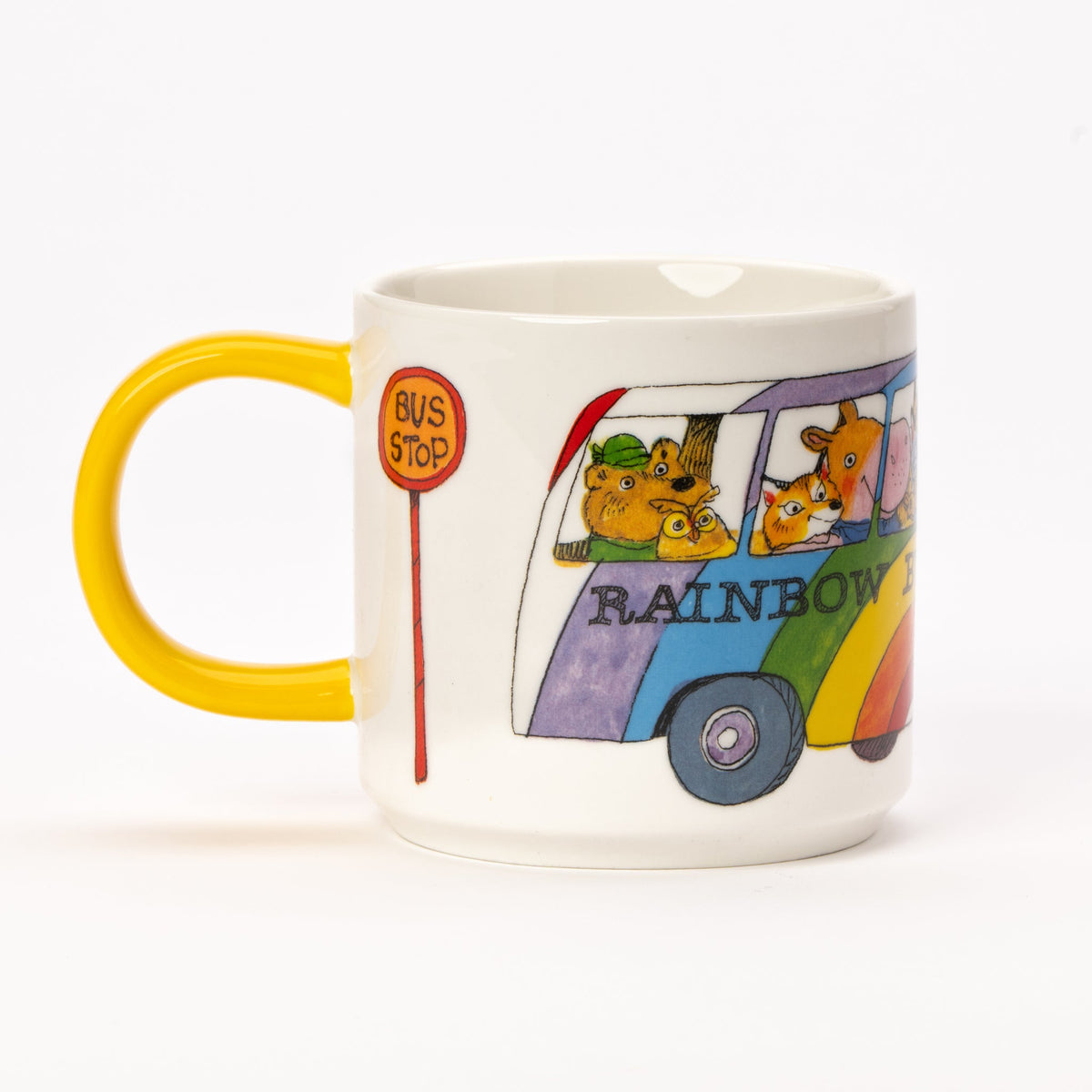 Andere zijde van de Rainbow Bus mok