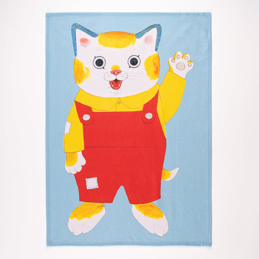 Katoenen theedoek met Huckle Cat van Richard Scarry