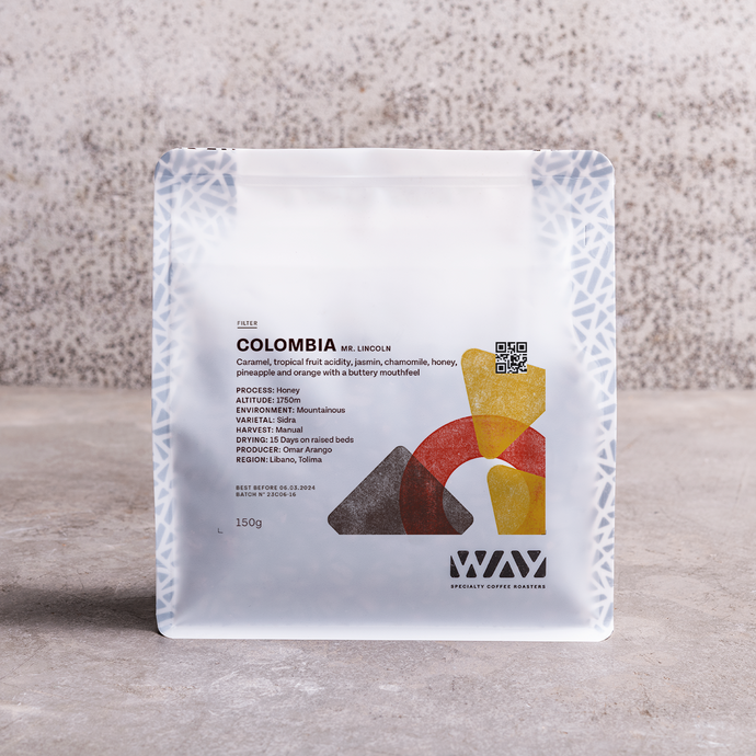 COLOMBIA - Filter - Mr. Lincoln - Sidra Honey -  Caramel, tropical fruit acidity, jasmin, chamomile, honey, pineapple and orange with a buttery mouthfeel